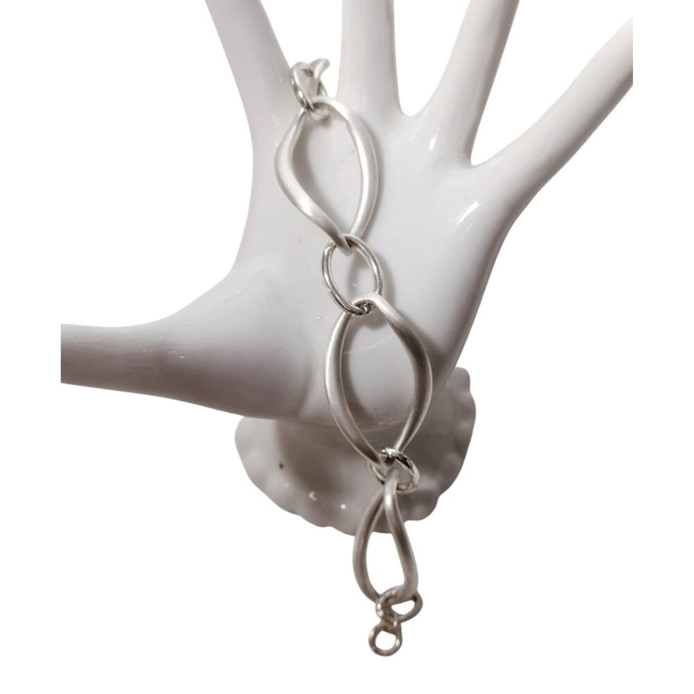 Etienne Aigner Brushed Silver Tone Chain Link Bracelet 8.5" Marked READ